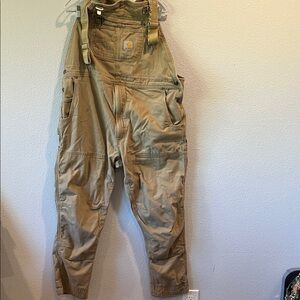 Carhartt Men's Light Brown Cargo Overalls. Size 44x32